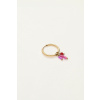 product images one piece hoop earring with pink beads side