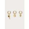 product images mer set three earrings with shells gold front