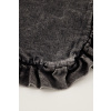 product images black denim tote bag with ruffles close up 2 3
