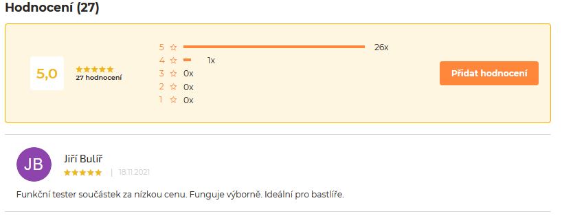 Hodnocení testeru součástek