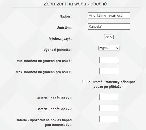 Nastavení čidla: obecné