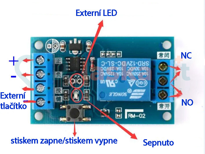 LaskaKit-1-kanal-5v-bistabilni-rele-modul--low-level--250vac-10a-d