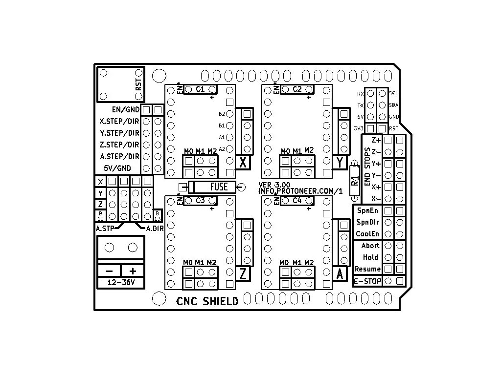 Arduino Nano CNC Shield V3 schéma zapojení