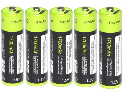 LaskaKit znter aa lipol dobijeci tuzkova baterie 1700 mah usb 4ks 1