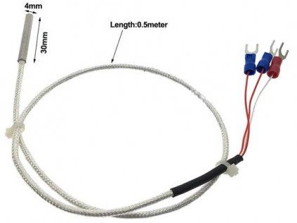PT100 platinum temperature sensor 0.5m, 3 wires