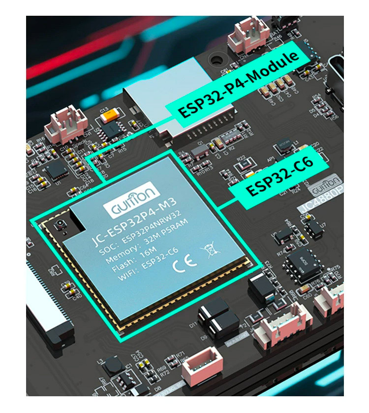 GUITION JC4880P443C-I-W-Y ESP32-P4 vývojový modul 4.3 480x800 - ESP32-P4 a ESP32-C6