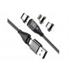 Magnetický nabíjecí a datový kabel 100W PD 3v1 USB-C, Lightning, MicroUSB koncovky