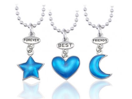 3 náhrdelníky best friends best friends s modrými príveskami