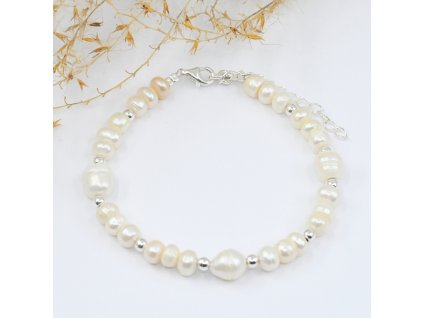 náramok s riečnymi perlami a striebrom 3