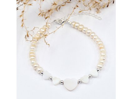 náramok s riečnymi perlami a striebrom 1