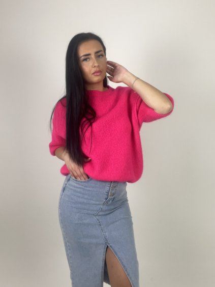 Rifľová sukňa s rázporkom vpredu