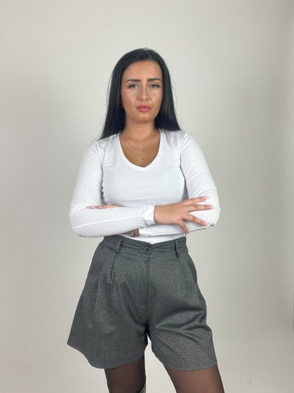 Dámske šortky Simplicity Grey so striebornou niťou