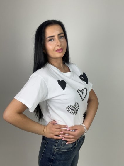 Dámske 3D tričko Heart - biele