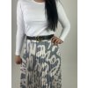 Plisovaná sukňa s nápisom - sivá