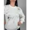 Pulóver s aplikáciou kvetov - biely