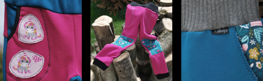 Dětské tepláky - kombinace látek