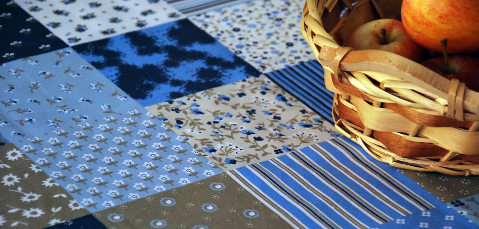 Bavlna patchwork modrá