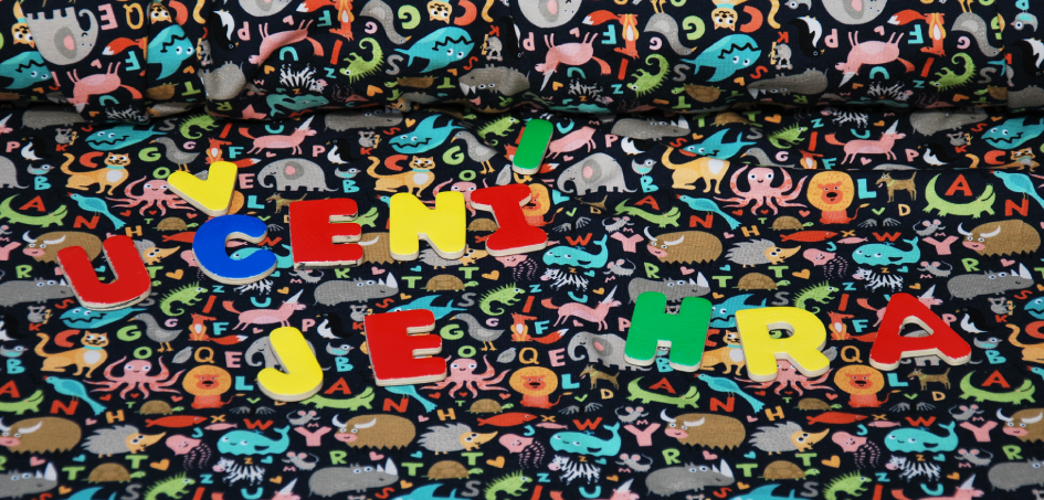 Úplet bavlněný písmenka a zvířátka