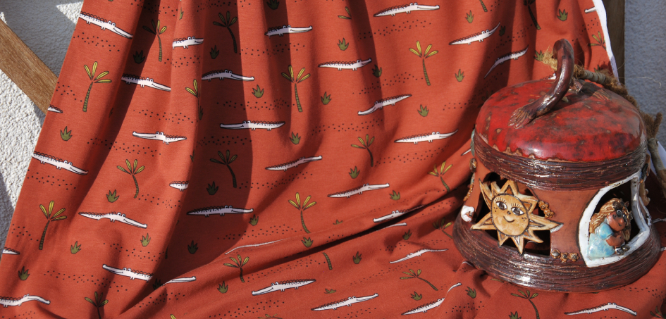 Úplet BIO bavlněný krokodýlové, červenohnědá