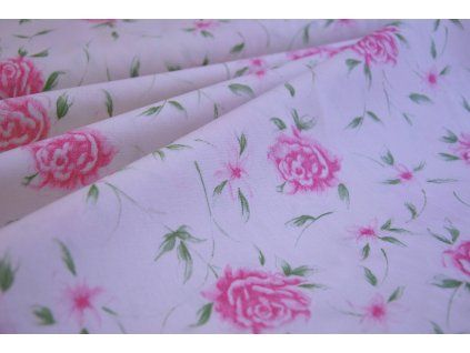 Bavlna růže, smetanová - zbytek látky