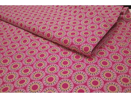 Bavlněné plátno sluníčka, růžová - zbytek látky
