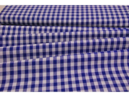 Kostkovaná látka bavlna modrá a bílá