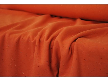 Teplákovina bavlněná počesaná s nopky, oranžová (2)