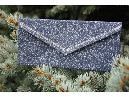 Dárková obálka z látky, modro-stříbrná se štepováním