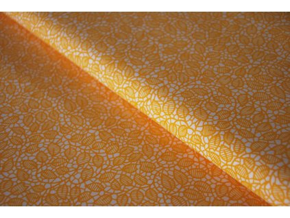 Bavlněné plátno žluté lístky, bílá (2)