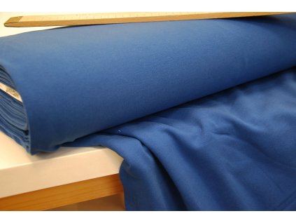 BIO teplákovina bavlněná počesaná, modrá (4)