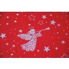 Vánoční bavlna anděl stříbrotisk, červená (4)