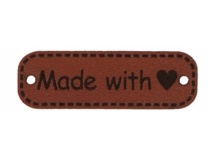 Štítek made with love tmavě hnědá