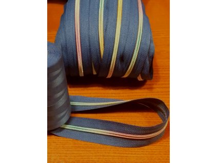Zip duhový modrý 5mm