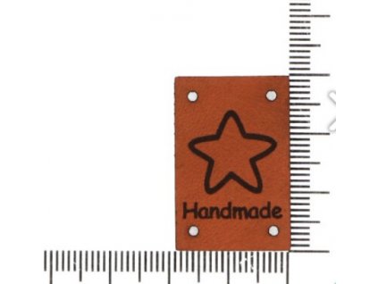 Štítek hvězdička handmade hnědá