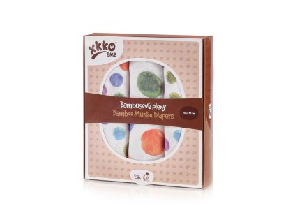 bambusove pleny xkko bmb 70x70 digi watercolour polka dots mix 3ks 618