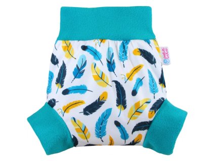 Petit Lulu Natahovací svrchní kalhotky, vel. XL - Tyrkysová peříčka