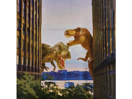 Úpletový panel Dinosaurus ve městě