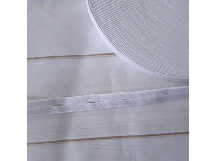 Guma, pruženka s dírkami (knoflíková guma) 15 mm bílá