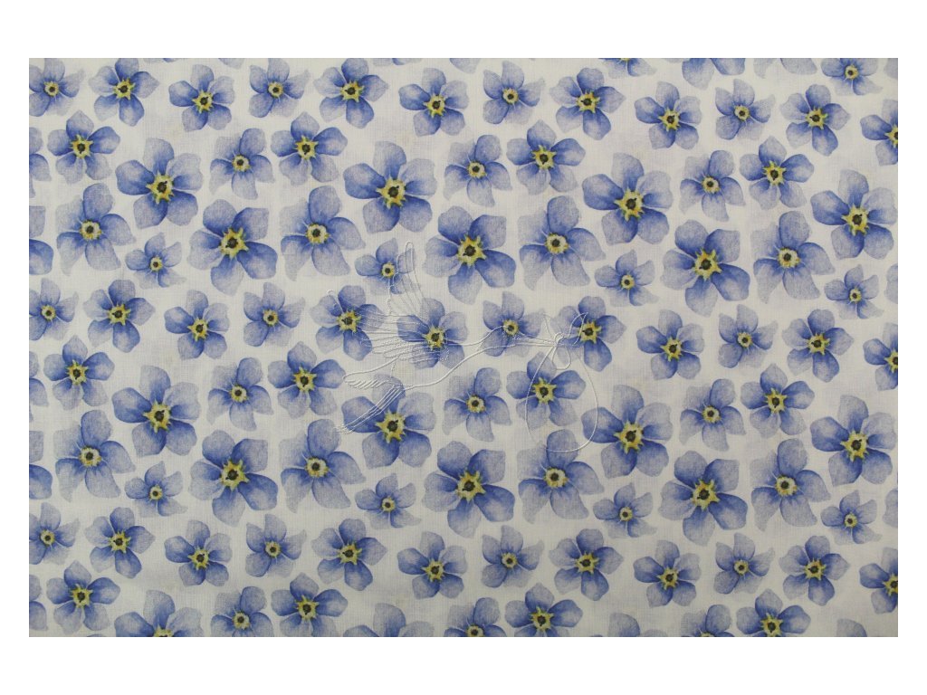 5658 1 premiova bavlna 220cm modre kvety na bile