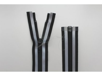 spiralovy-zip-ykk-delitelny-cerny-s-reflexnim-paskem-velikost-45cm