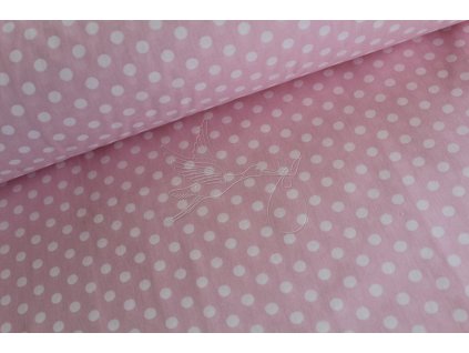 Bílé puntíky na světle růžové - bavlněné plátno, šíře 240cm