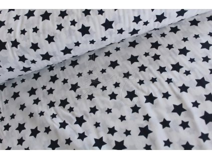 Tmavě modré hvězdy na bílé - bavlněné plátno, šíře 240cm