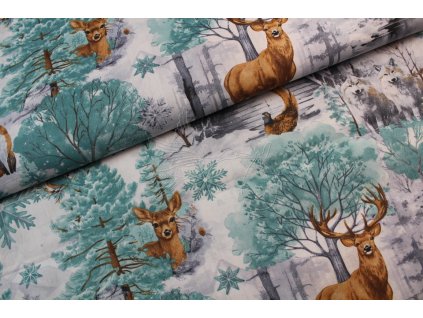 Zimní park - bavlněné plátno, šíře 160cm