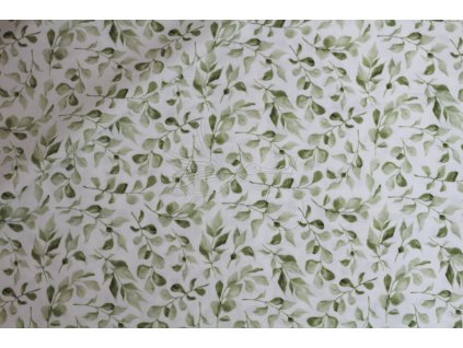 21314 2 zelene listky bavlnene platno sire 155cm digitalni tisk