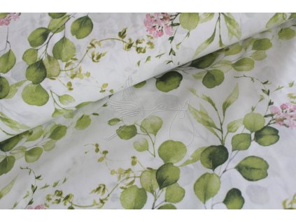 Eukalyptus - zelená - bavlněné plátno, šíře 240cm - zbytek 0,5m