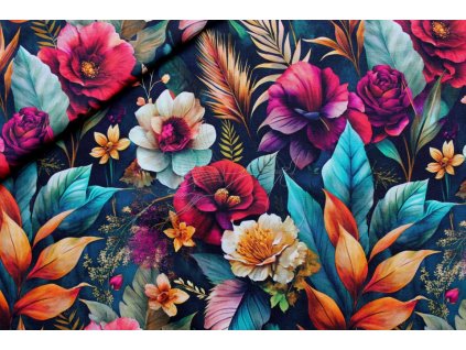 27075 nepocesana teplakovina barevne kvety