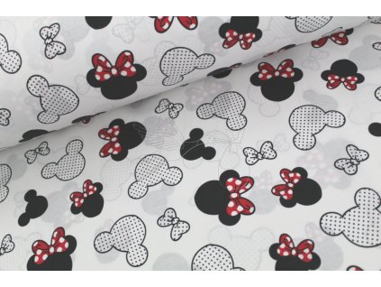 1590 mickey hlavy na bile cervena masle