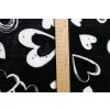 26022 1 flanel fleece vzorovany bila srdce na cerne