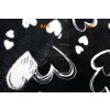 26022 2 flanel fleece vzorovany bila srdce na cerne