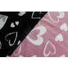 26022 3 flanel fleece vzorovany bila srdce na cerne